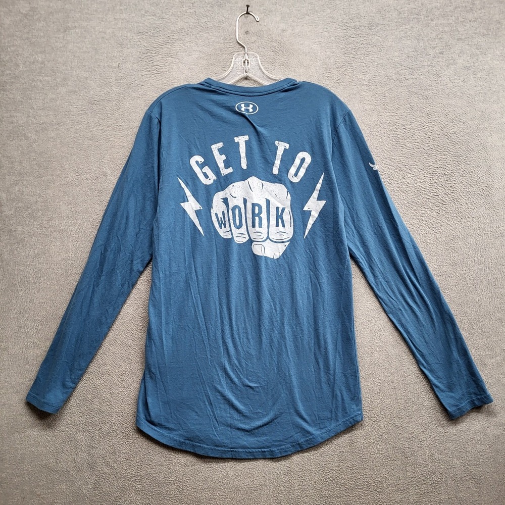 Project Rock x Under Armour Men Shirt Medium Blue Get To Work Long Sleeve